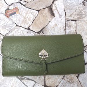 #bagsavenue fast ship Marti Large Flap Wallet Leather Enchanted Green Kate Spade